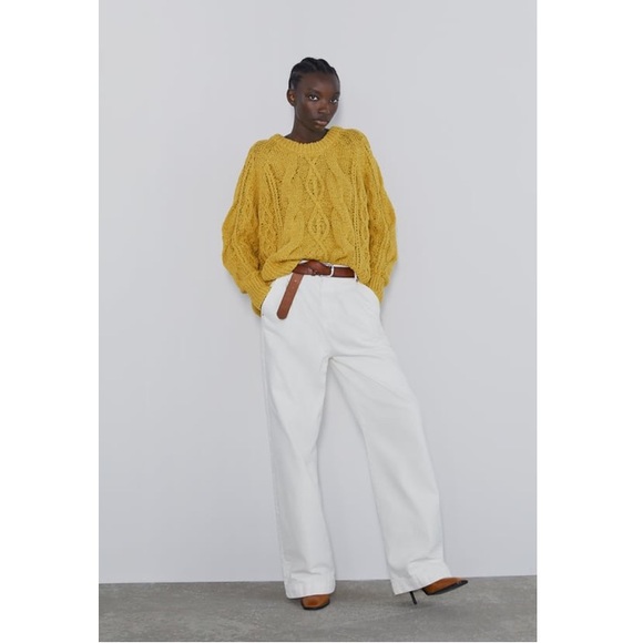 ZARA - mustard yellow cable knit sweater - Picture 1 of 4